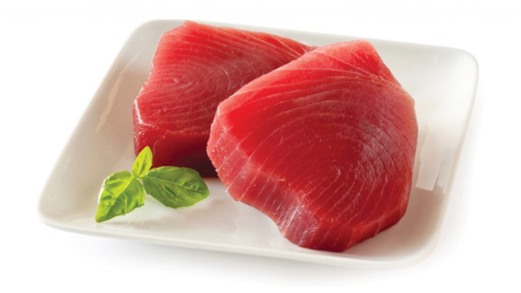 yellowfin tuna steak on plate