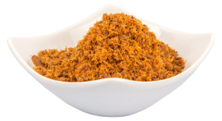 Dried fish floss in white bowl