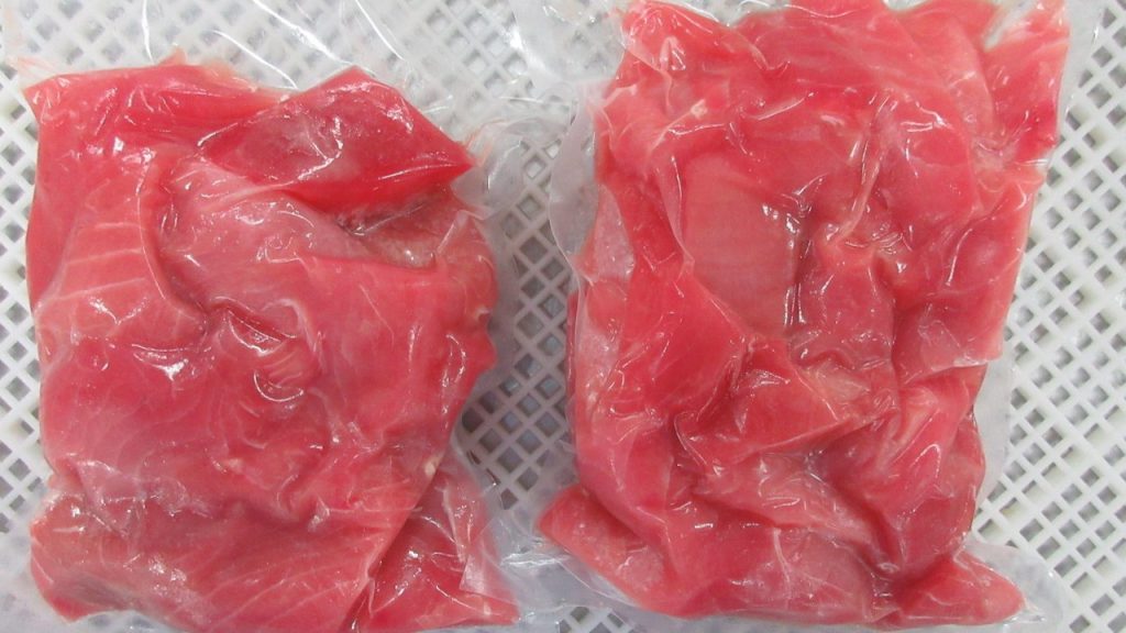 yellowfin tuna bits and pieces in vacuum pack